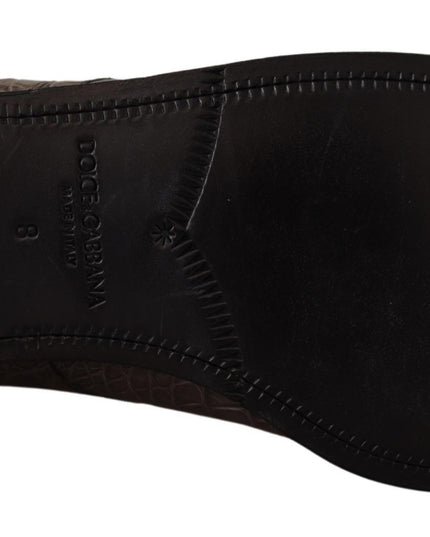 Dolce & Gabbana Gray Crocodile Leather Derby Boots