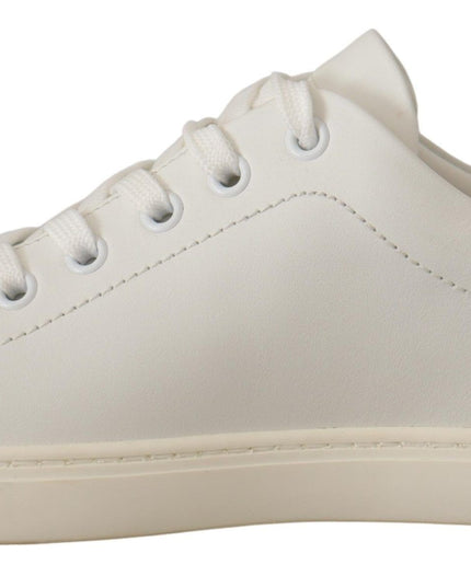 Dolce & Gabbana White Gold Leather Low Top Sneakers