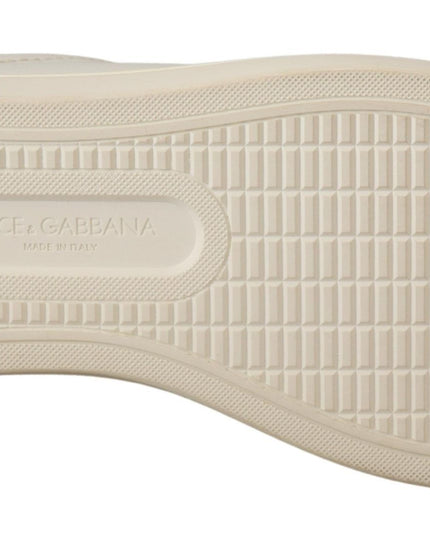 Dolce & Gabbana White Gold Leather Low Top Sneakers