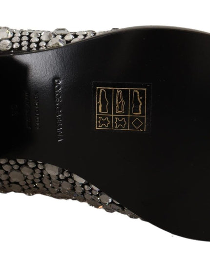 Dolce & Gabbana Black Suede Strass Crystal Cowgirl Boots