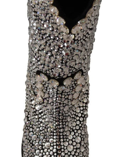 Dolce & Gabbana Black Suede Strass Crystal Cowgirl Boots