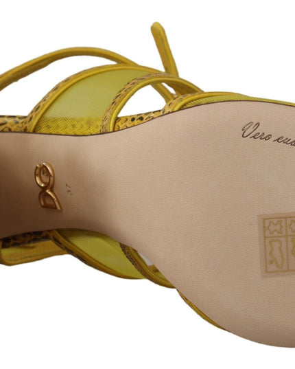 Dolce & Gabbana Yellow Leather Crystal Ayers Sandals Shoes