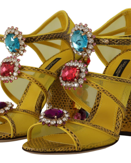 Dolce & Gabbana Yellow Leather Crystal Ayers Sandals Shoes