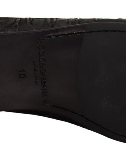Dolce & Gabbana Black Caiman Leather Mens Oxford Shoes