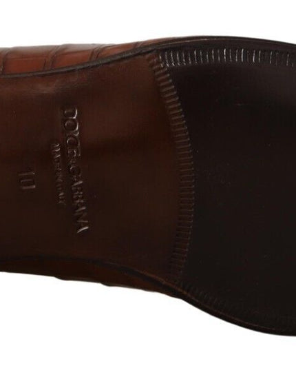 Dolce & Gabbana Brown Crocodile Leather Mens Formal Derby Shoes