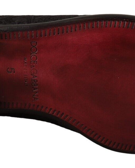 Dolce & Gabbana Black Floral Brocade Slippers Loafers Shoes