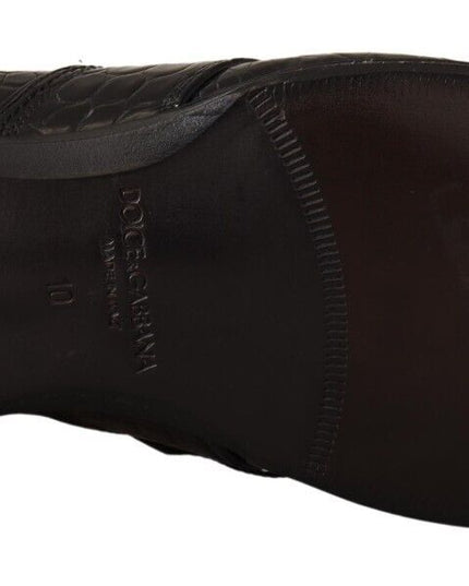 Dolce & Gabbana Black Crocodile Leather Slip On Moccasin Shoes