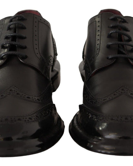 Dolce & Gabbana Black Leather Oxford Wingtip Formal Derby Shoes