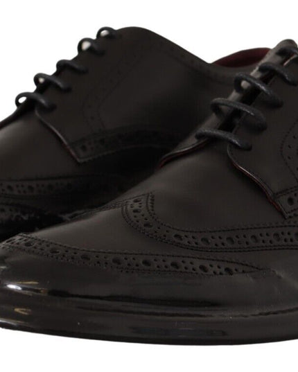Dolce & Gabbana Black Leather Oxford Wingtip Formal Derby Shoes