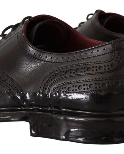 Dolce & Gabbana Black Leather Oxford Wingtip Formal Derby Shoes