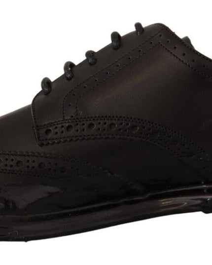 Dolce & Gabbana Black Leather Oxford Wingtip Formal Derby Shoes