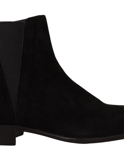 Dolce & Gabbana Black Suede Leather Chelsea Mens Boots Shoes