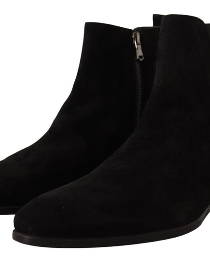 Dolce & Gabbana Black Suede Leather Chelsea Mens Boots Shoes
