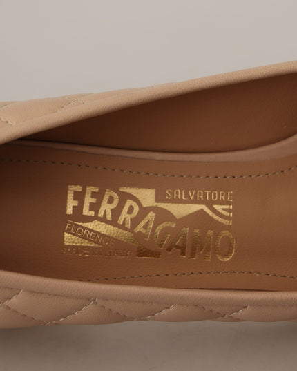 Salvatore Ferragamo Elegant Quilted Leather Pumps in Beige and Black