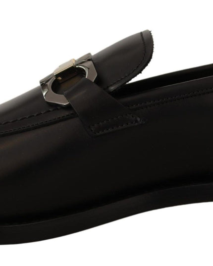 Salvatore Ferragamo Suave Black Leather Gancio Bit Loafers