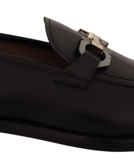 Salvatore Ferragamo Suave Black Leather Gancio Bit Loafers