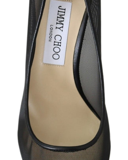 Jimmy Choo Elegant Black Mesh Crystal Pumps