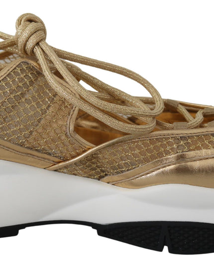 Jimmy Choo Golden Glamour Mesh Leather Sneakers