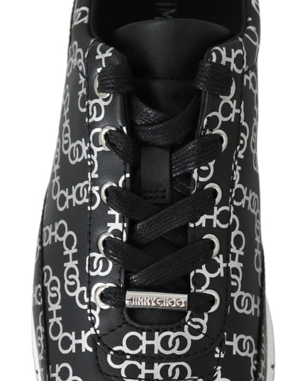 Jimmy Choo Elegant Black & Silver Leather Sneakers
