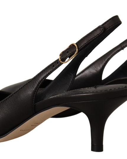 Dolce & Gabbana Black Leather Slingbacks Heels Pumps Shoes