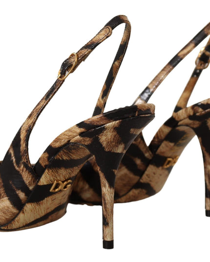 Dolce & Gabbana Brown Slingbacks Leather Tiger Shoes