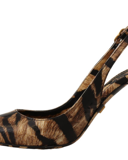 Dolce & Gabbana Brown Slingbacks Leather Tiger Shoes