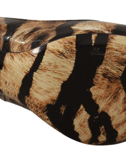Dolce & Gabbana Brown Slingbacks Leather Tiger Shoes