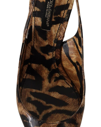 Dolce & Gabbana Brown Slingbacks Leather Tiger Shoes