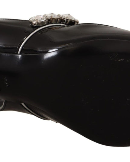 Dolce & Gabbana Black Patent Leather Crystal Slingbacks Shoes