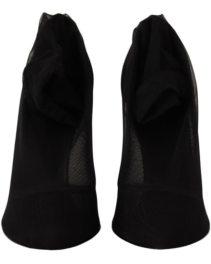 Dolce & Gabbana Black Tulle Stretch Boots Pumps Shoes
