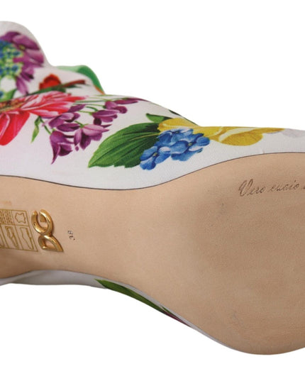 Dolce & Gabbana White Jersey Stretch Boots Open Toes Heels Shoes