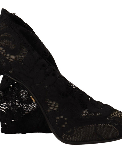 Dolce & Gabbana Black Stretch Socks Taormina Lace Boots Shoes