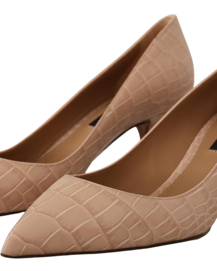 Dolce & Gabbana Beige Leather Pointed Heels Pumps Shoes