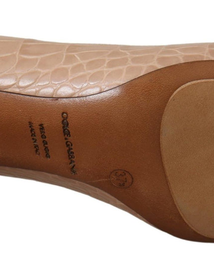 Dolce & Gabbana Beige Leather Pointed Heels Pumps Shoes