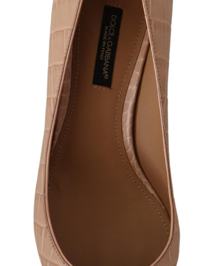 Dolce & Gabbana Beige Leather Pointed Heels Pumps Shoes