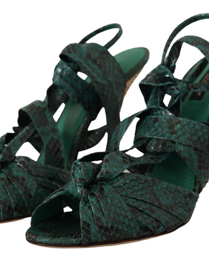 Dolce & Gabbana Green Python Strap Sandals Heels Shoes