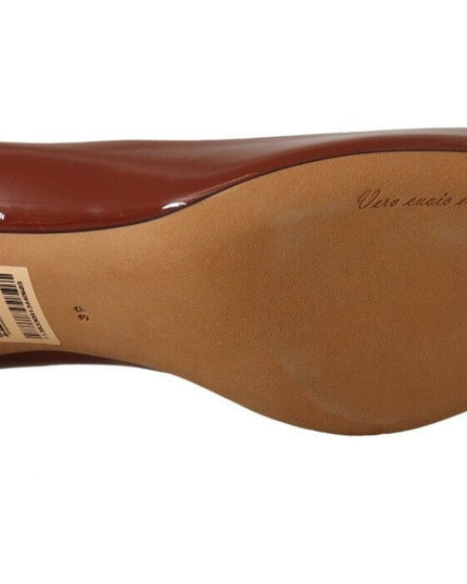 Dolce & Gabbana Brown Kitten Heels Pumps Patent Leather Shoes