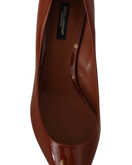 Dolce & Gabbana Brown Kitten Heels Pumps Patent Leather Shoes