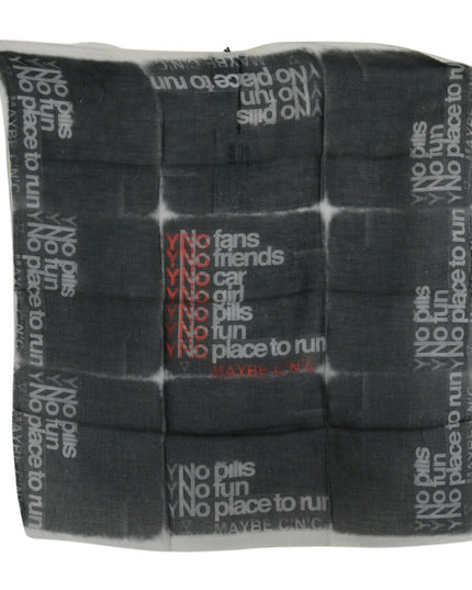 Costume National Dark Gray Wool Foulard Branded Scarf