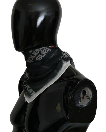 Costume National Dark Gray Wool Foulard Branded Scarf