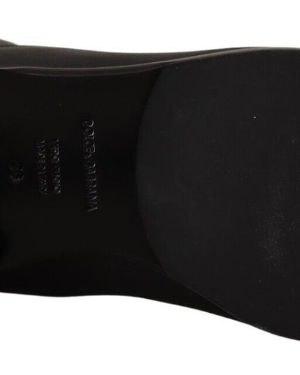 Dolce & Gabbana Black Leather Flats Logo Short Boots Shoes