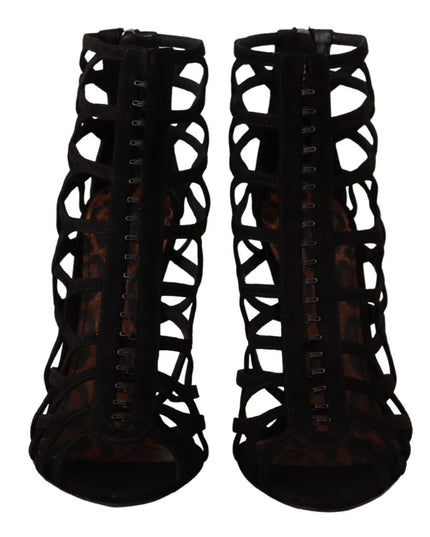 Dolce & Gabbana Black Suede Stiletto Heels Bette Sandals Shoes