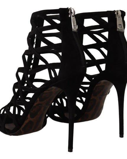 Dolce & Gabbana Black Suede Stiletto Heels Bette Sandals Shoes