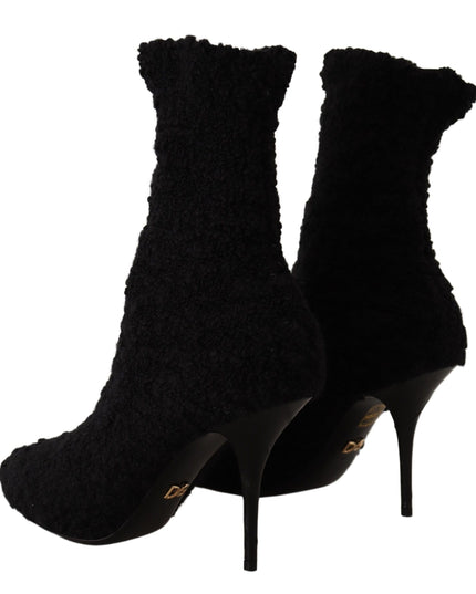 Dolce & Gabbana Black Stiletto Heels Mid Calf Women Boots