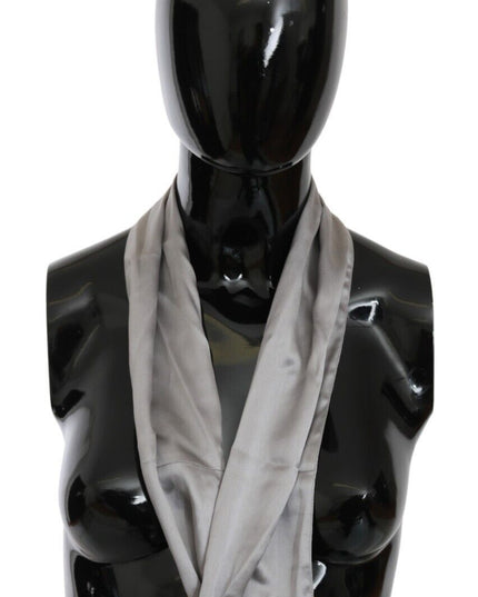 Ermanno Scervino Metallic Silver Silk Neck Wrap Shawl Scarf