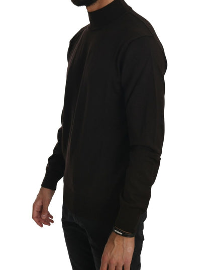 MILA SCHÖN Brown Turtle Neck Pullover Wool Sweater