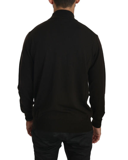 MILA SCHÖN Brown Turtle Neck Pullover Wool Sweater