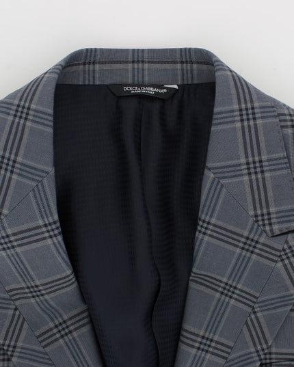 Dolce & Gabbana Blue Checkered Slim Fit Blazer Jacket