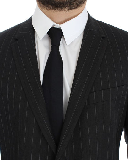 Dolce & Gabbana Gray Striped Slim Fit Wool Blazer