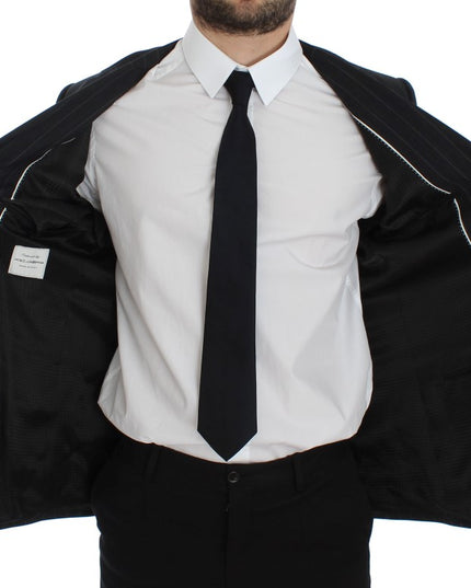 Dolce & Gabbana Gray Striped Slim Fit Wool Blazer